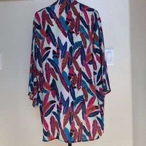 Active Sheer Feather Design Overshirt